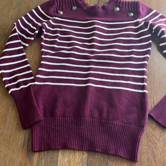Patty Boutik Sweater Stripe Button Detail Size XL Long Sleeves Ribbed Shoulder - Picture 15 of 16